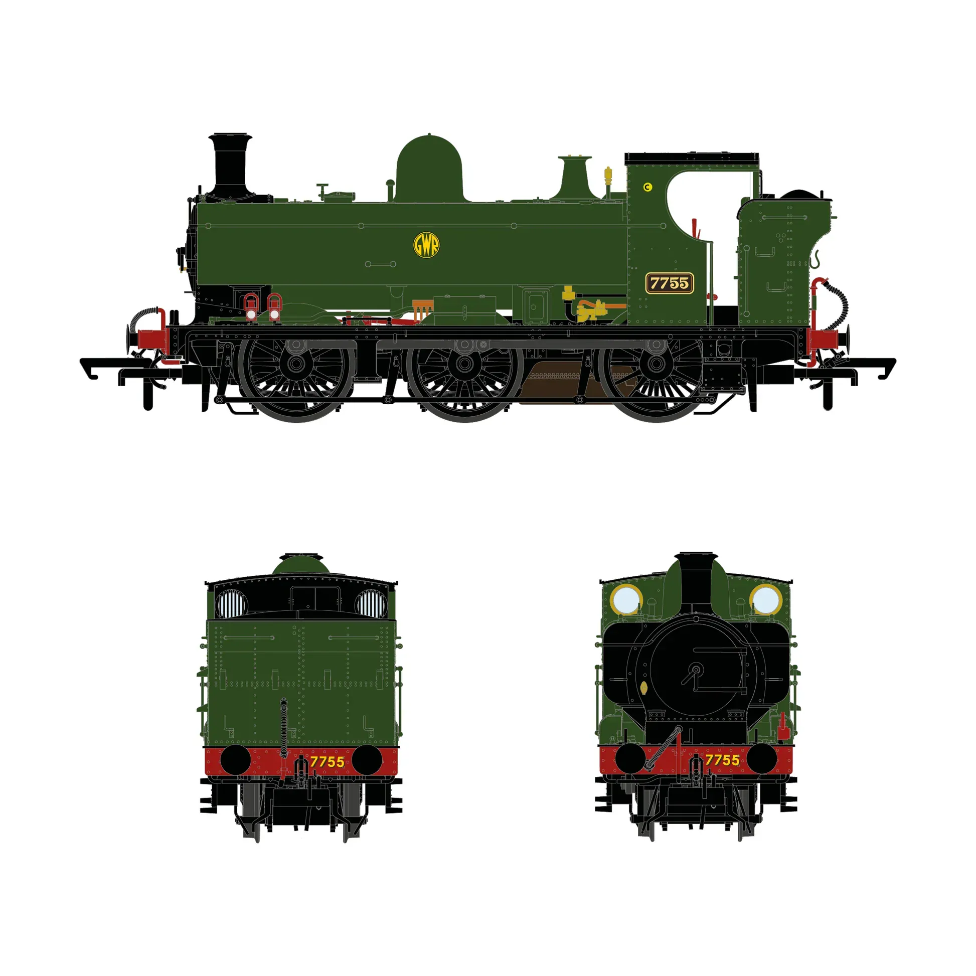 Accurascale OO Scale Class 57xx Pannier 0-6-0PT 7755 GWR Green - DCC & Sound Fitted - Image 3