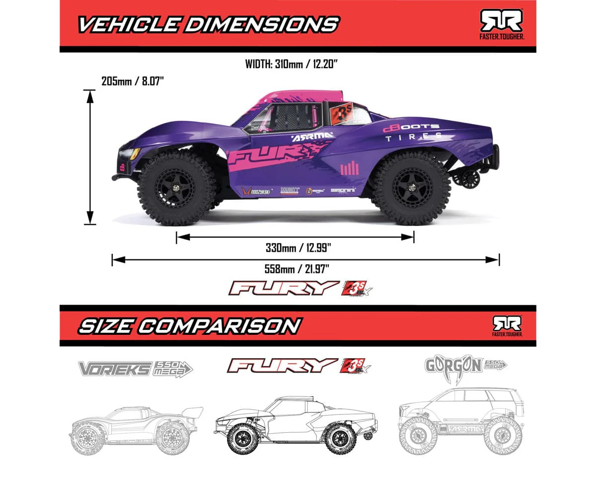 Arrma Fury 1/10 2wd 223S BLX Short Course Truck RTR Blue [ARA3521T1] - Image 11