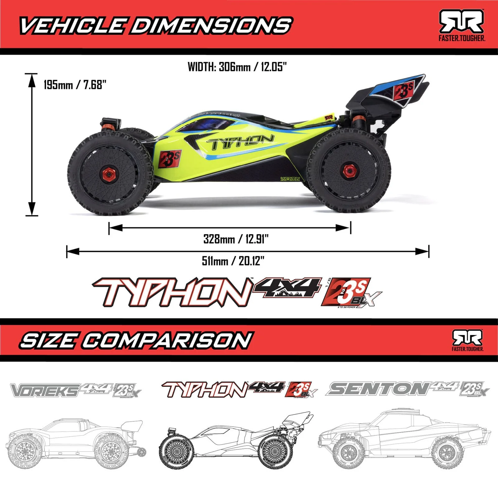 Arrma Typhon 223S DSC 4X4 BLX 1/8 RC Buggy RTR Green [ARA4306V4T1] - Image 9