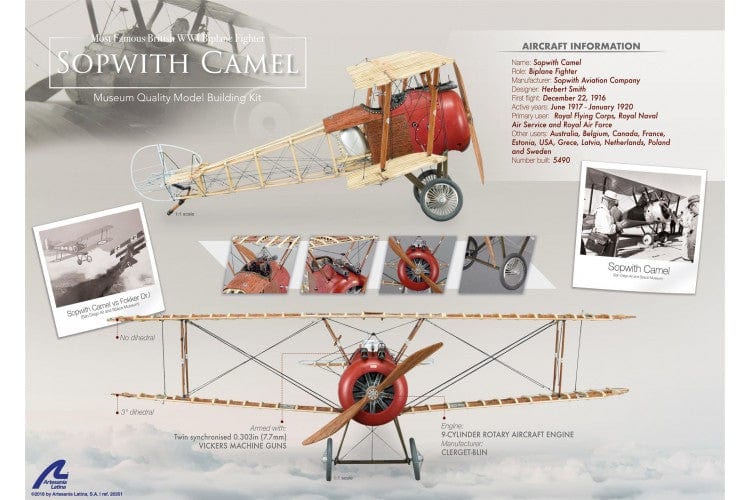 Artesania 20351 1/16 Sopwith Camel Wood And Metal Model Kit - Image 2