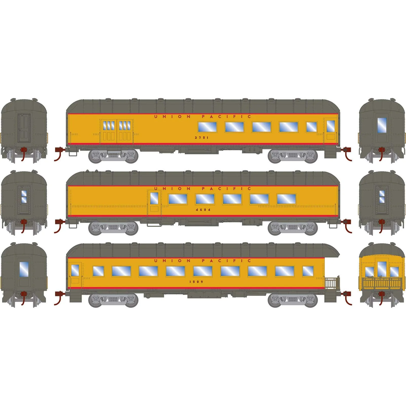Athearn HO Scale Arch Roof Set, UP (3 Pack) - Image 2