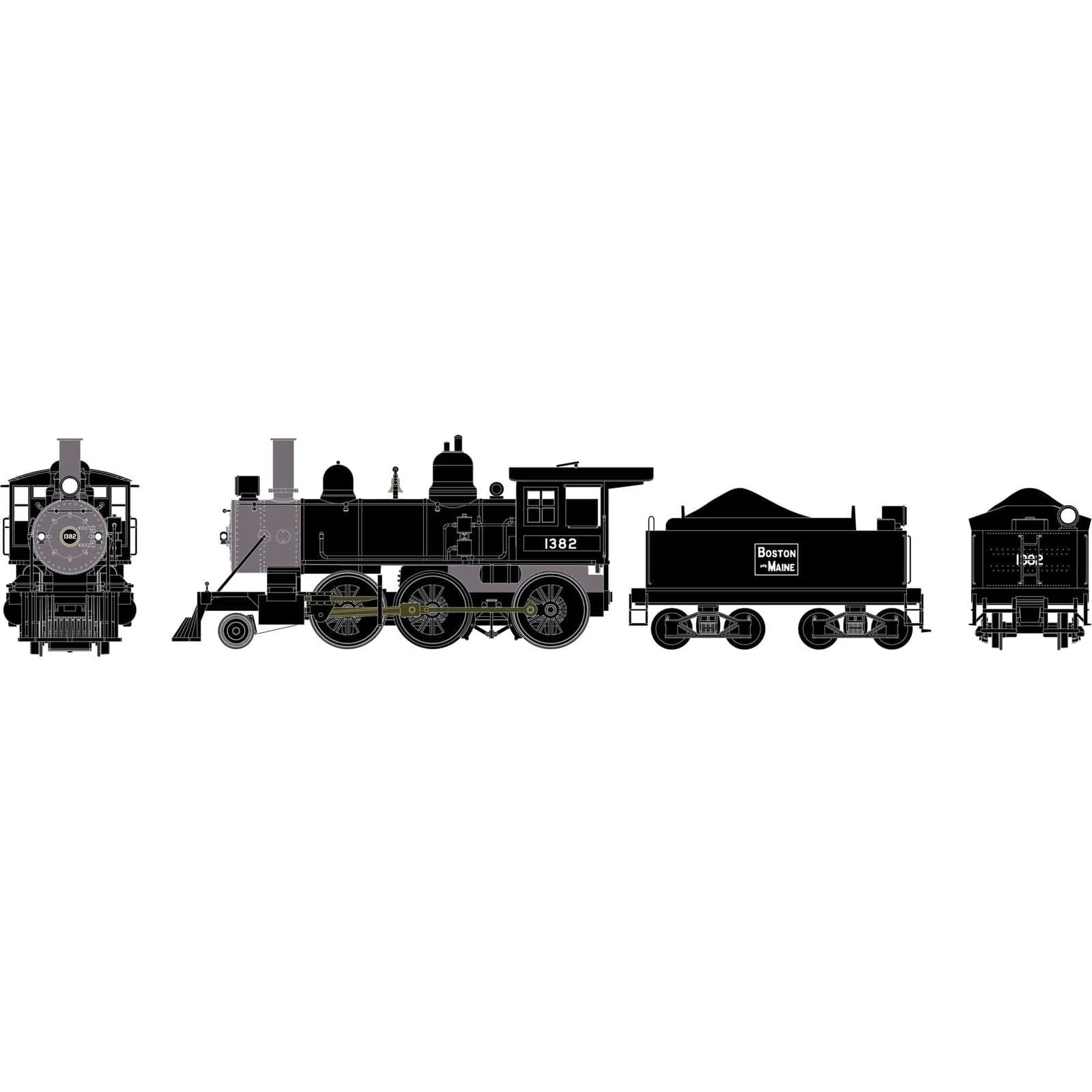 Athearn HO Scale RTR Old Time 2-6-0 Mogul w/DCC & Sound, B&M#1382 [ATH87315]