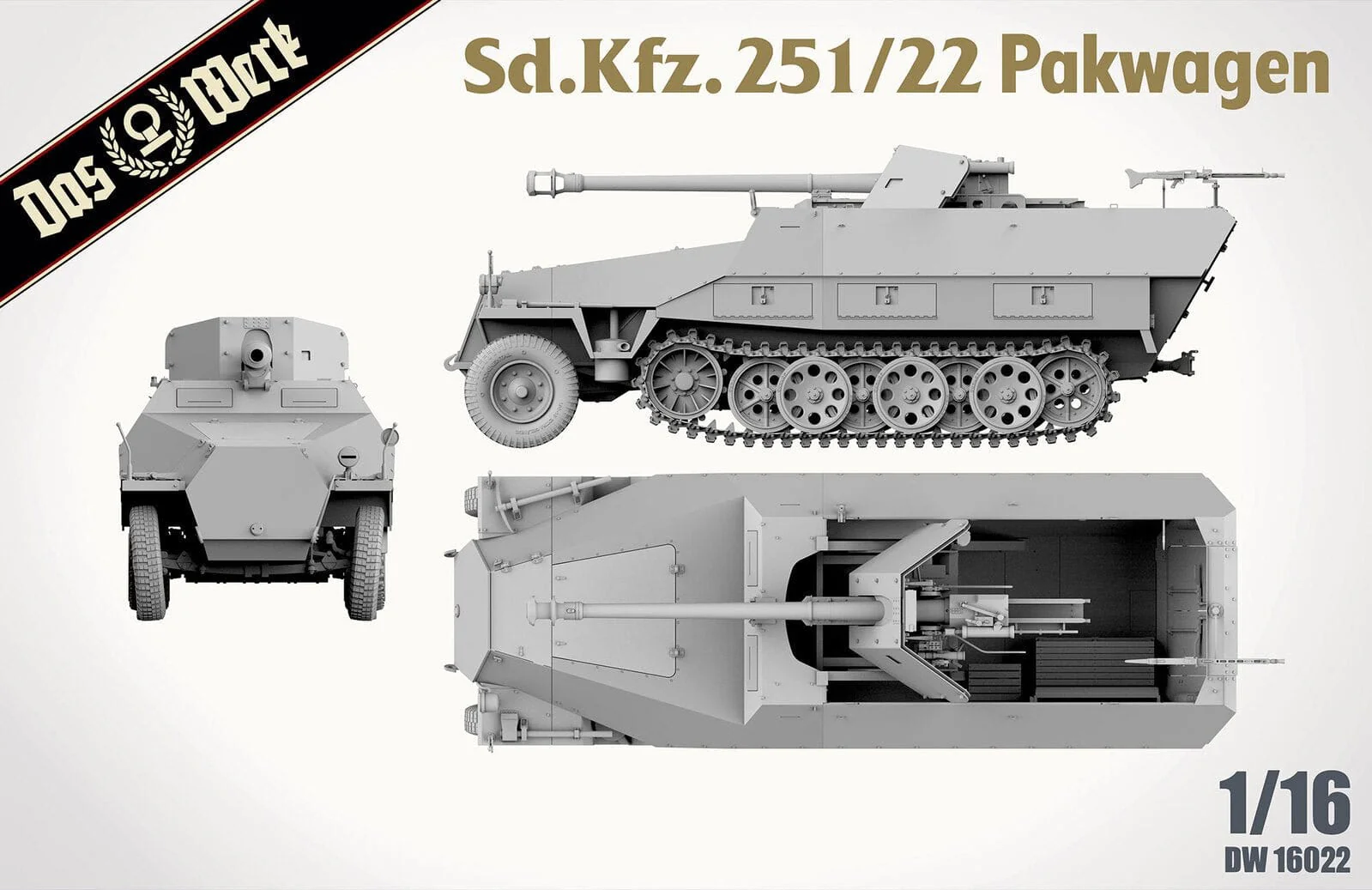 Das Werk 1/16 Sd.Kfz.251/22 Ausf.d Pakwagen Plastic Model Kit [DWK16022] - Image 3