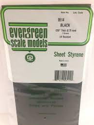 Evergreen Black Styrene Sheets .03X6X12 (0.75Mm) (2)