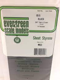 Evergreen Black Styrene Sheets, .04X6X12 (1Mm) (2)