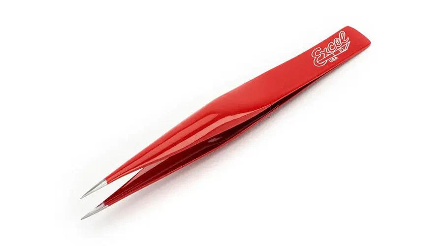 Excel 30428 Hollow Point Tweezers Red