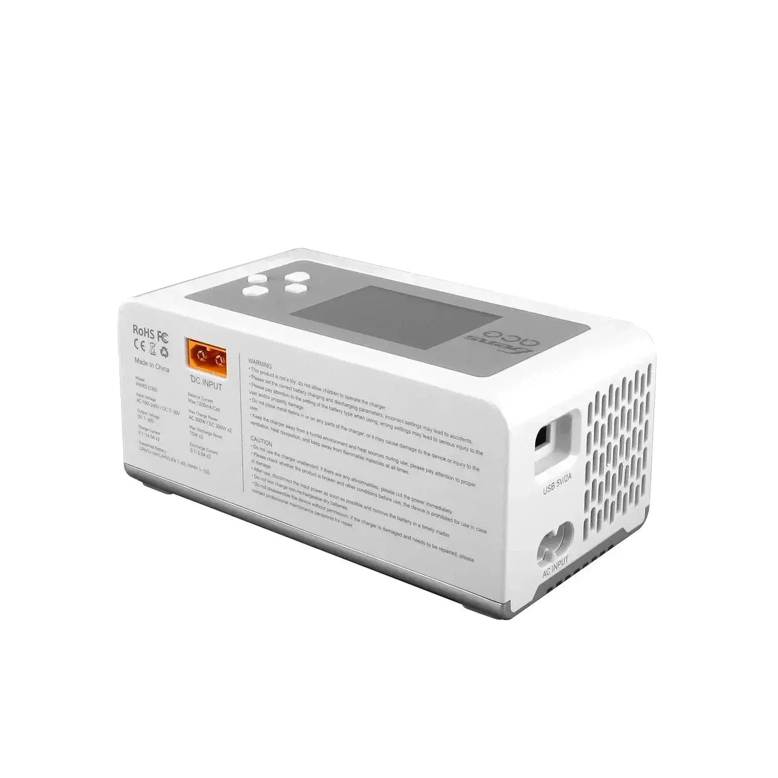 Gens Ace IMARS D300 G-Tech Channel AC/DC 300W/700W RC Battery Charger - White - Image 3