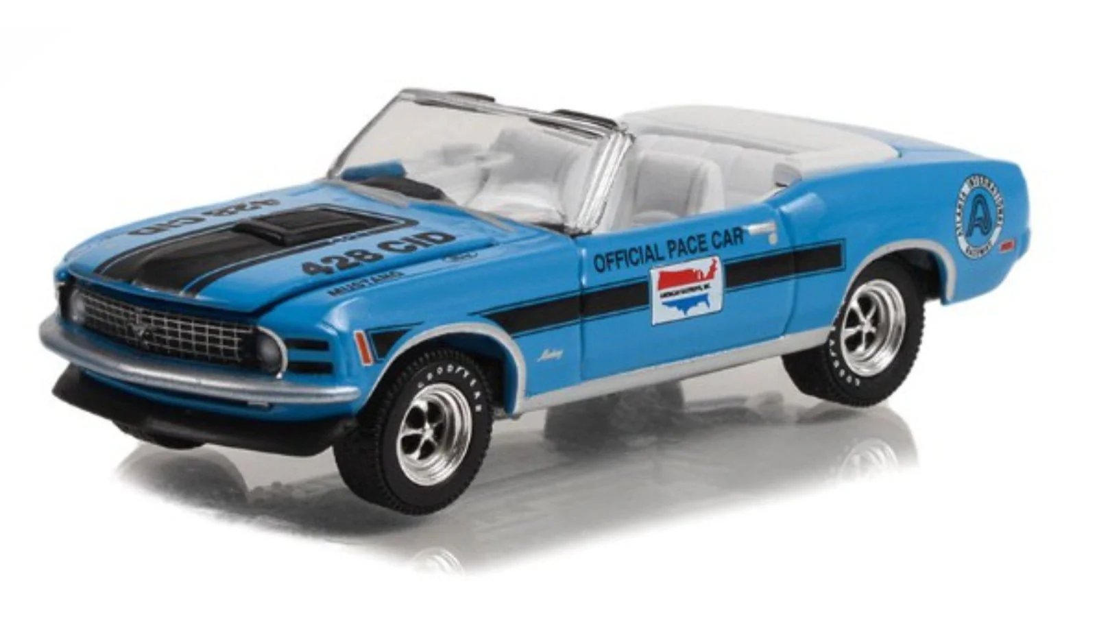 Greenlight 1/64 Atlanta Raceway Official Pace Car 1970 Ford Mustang Mach 1 428 Cobra Jet Convertible