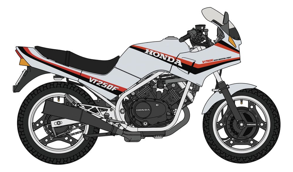 Hasegawa 1/12 Honda VT250F (MC08) 2.00 (1984) Silver Plastic Model Kit - Image 2