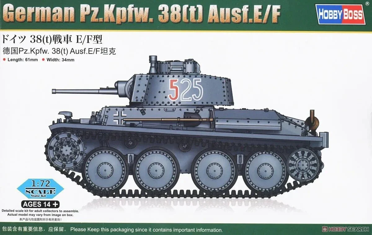 HobbyBoss 82956 1/72 German Pz.Kpfw. 38(t) Ausf.E/F Plastic Model Kit