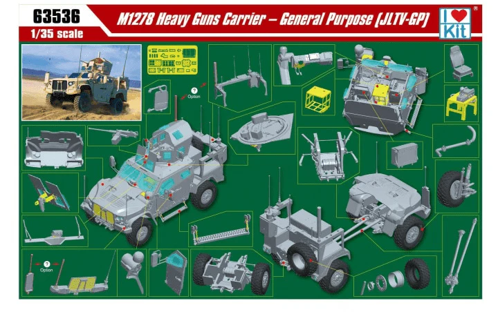 I Love Kit 1/35 M1278 Heavy Guns Carrier ÃƒÂ¢Ã¢â€šÂ¬Ã¢â‚¬Å“ General Purpose (JLTV-GP) Plastic Model Kit [63536]**