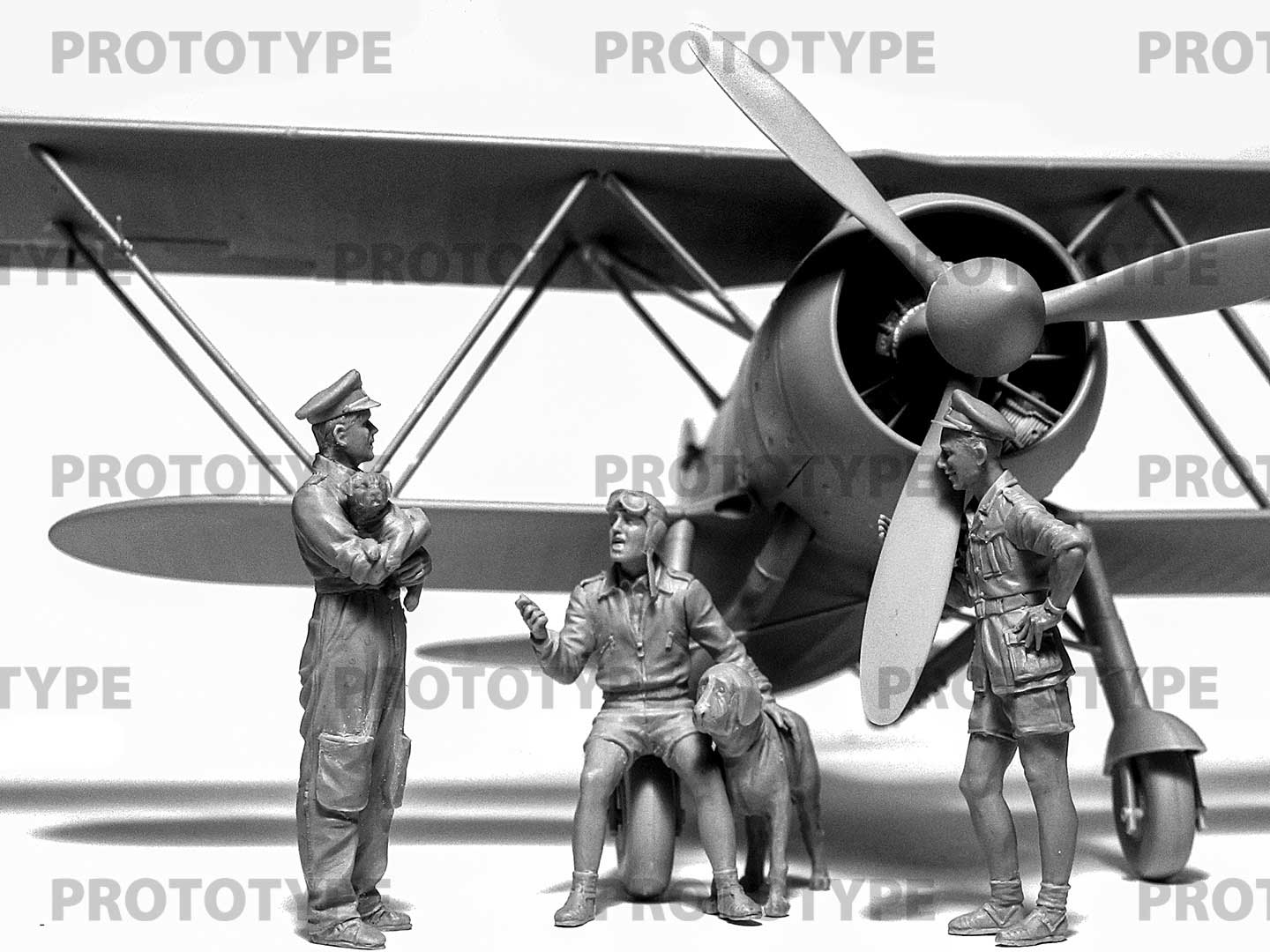 ICM 1/32 CR. 42 Falco with Italian Pilots in tropical uniform Plastic Model Kit - Image 4