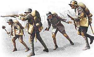 ICM 1/35 German Assault Troops (1917-1918) (4 Figures - 1 unterofficer 3 soldiers) Plastic Model Kit