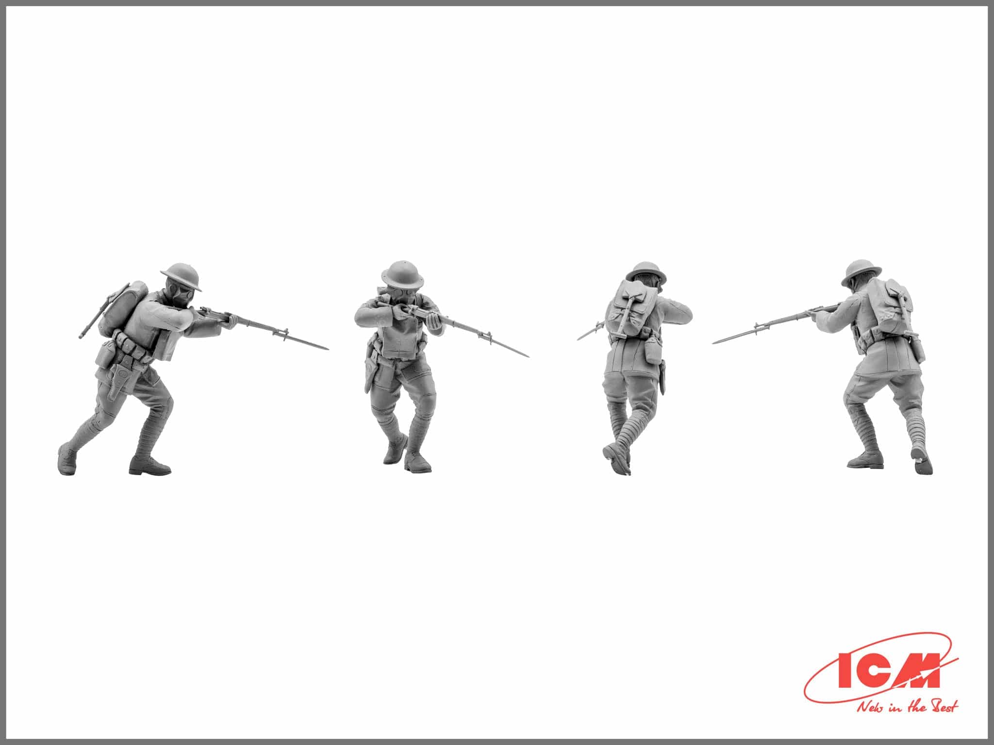 ICM 1/35 US Infantry in Gas Masks (1918) (4 Figures) Plastic Model Kit - Image 3