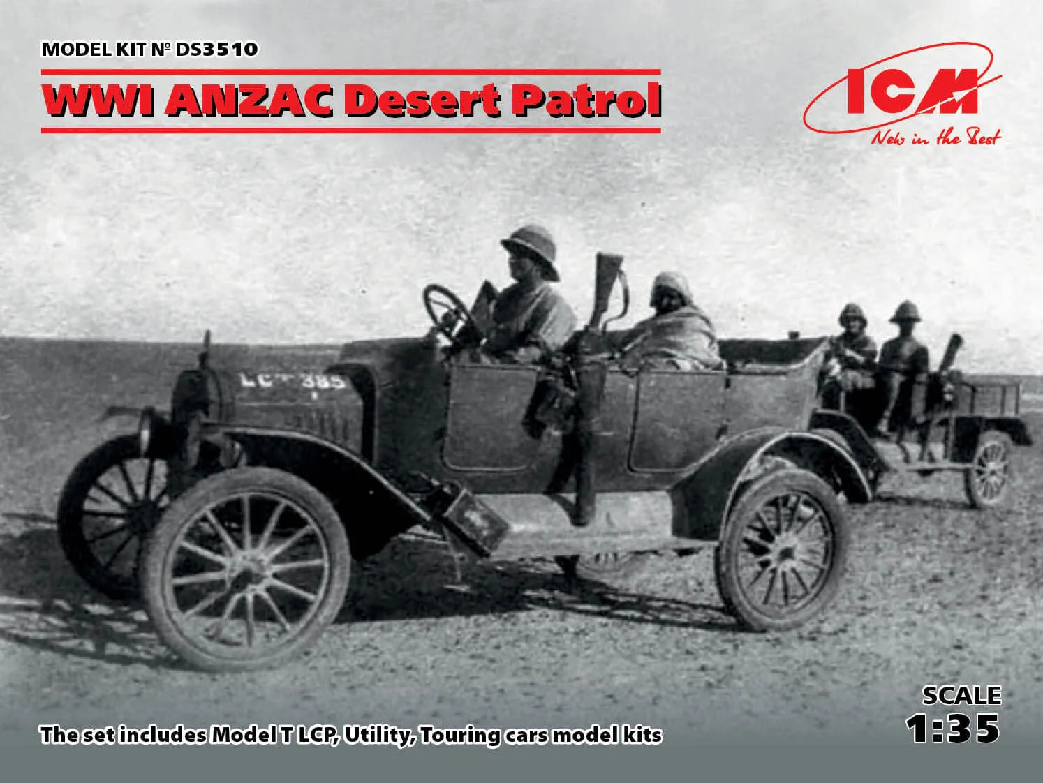 ICM 1/35 WWI ANZAC Desert Patrol *Aus Decals* Plastic Model Kit Diorama Set