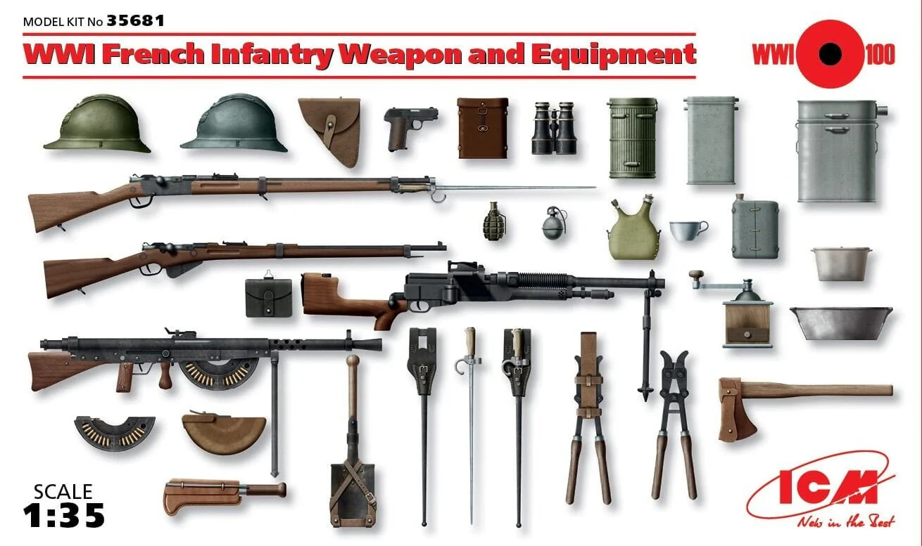 ICM 1/35 WWI French Infantry Weapon and Equipment Plastic Model Kit