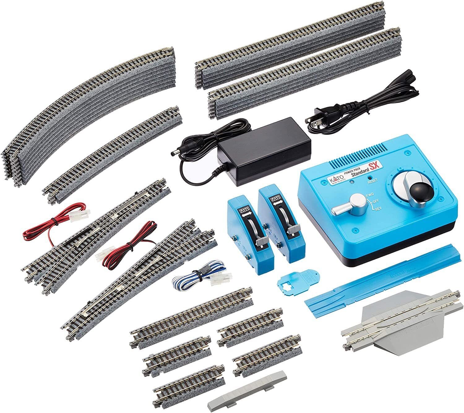 Kato N M2 Basic Oval and Passing Track Set with Power Pack - Unitrack - 79-1/2 x 29-9/16"  201.9 x 75.1cm Oval, 12-3/8 Radius Curves