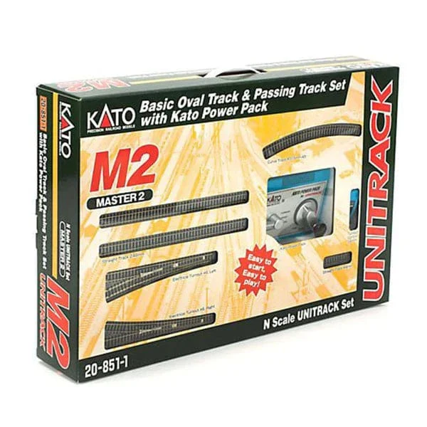 Kato N M2 Basic Oval and Passing Track Set with Power Pack - Unitrack - 79-1/2 x 29-9/16"  201.9 x 75.1cm Oval, 12-3/8 Radius Curves - Image 2