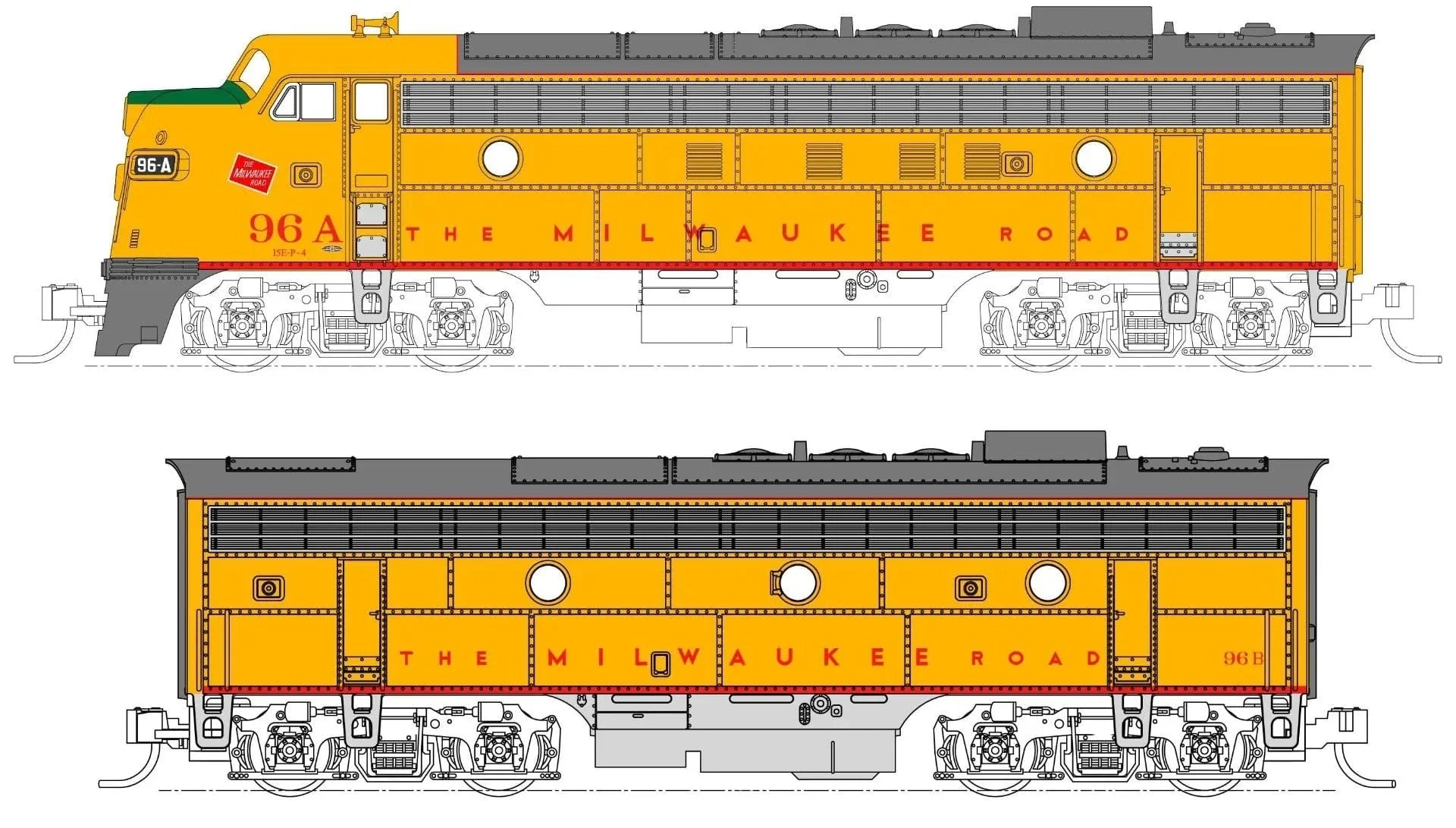 Kato N Scale FP7A, F7B 2 Locomotive Set, Milwaukee Road Post - Image 2