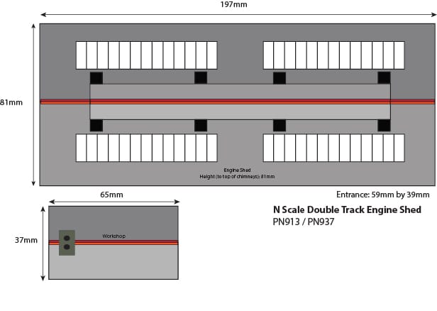 Metcalfe N Scale N Double Track Engine Shed Card Kit - Image 2