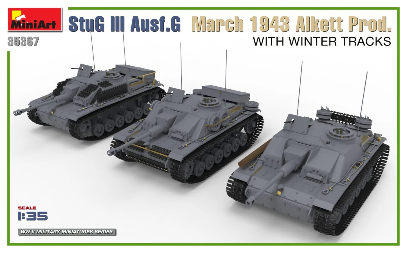 MiniArt 1/35 StuG III Ausf. G March 1943 Alkett Prod w/Winter Tracks. Interior Kit Plastic Model Kit - Image 2