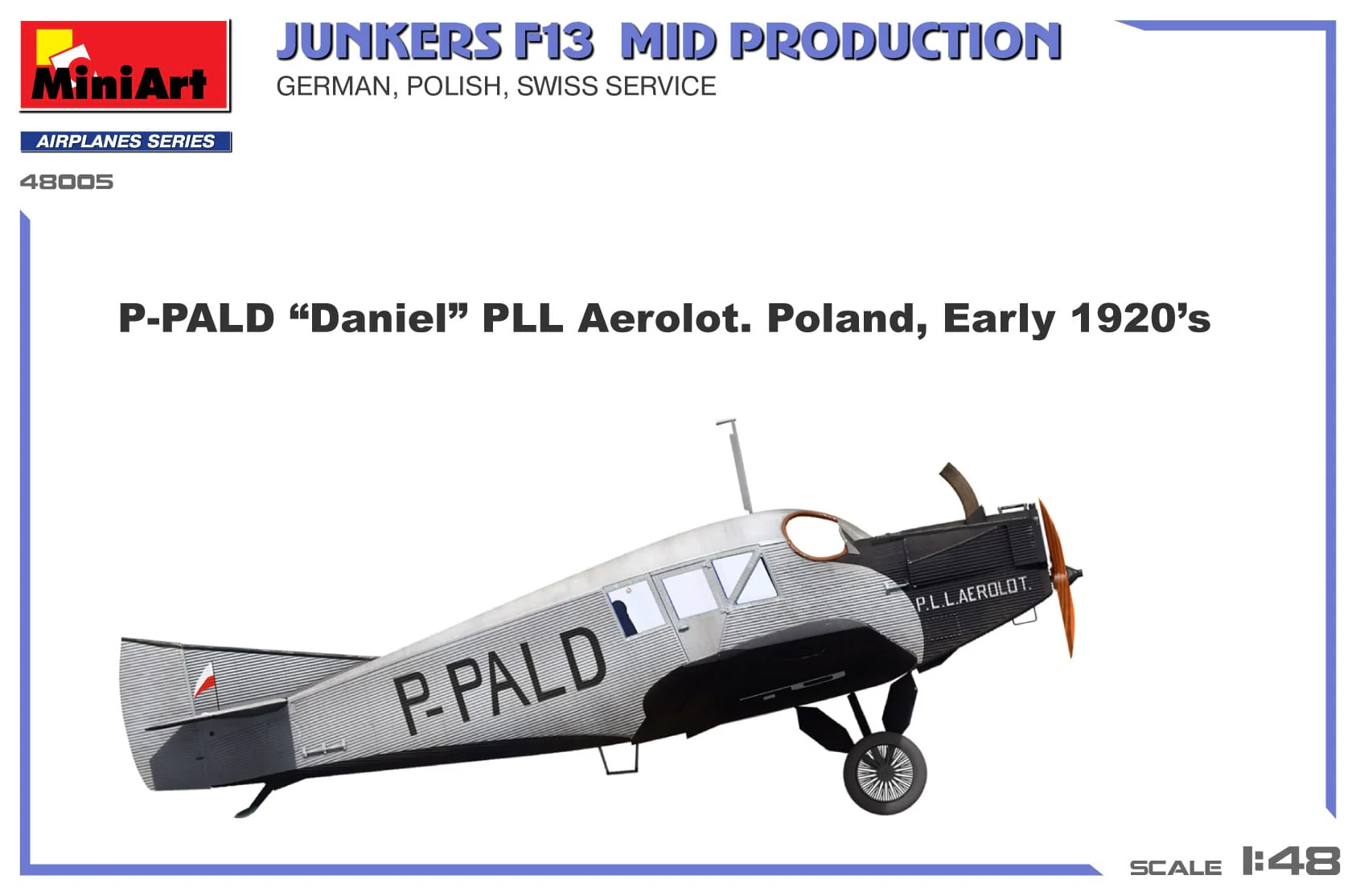 MiniArt 1/48 Junkers F13. Mid Prod. German. Polish. Swiss Service Plastic Model Kit - Image 5