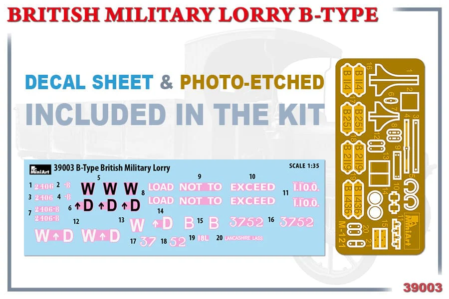 MiniArt 1/35 British Military Lorry B-Type Plastic model Kit [39003] - Image 7