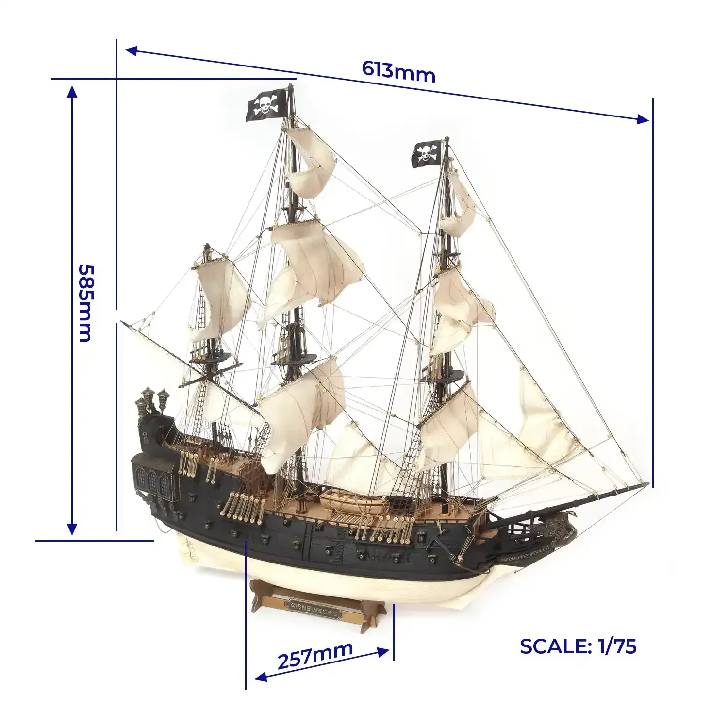 OcCre 1/75 The Black Swan Wooden Model Pirate Ship Kit - Image 4