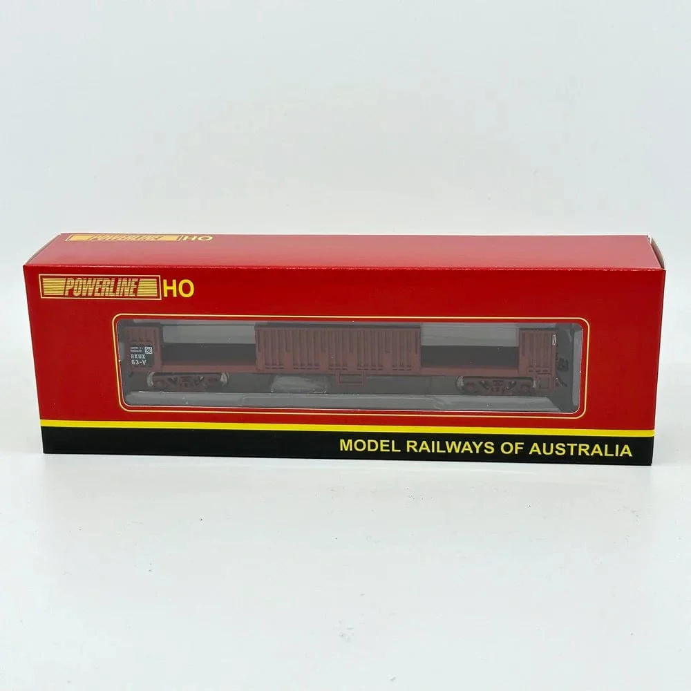 Powerline HO Scale RKUX-63V No Logo Red/Brown Red-Oxide Open Wagon [PD-612C-63]