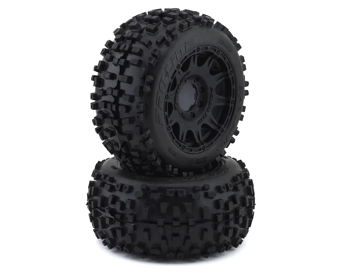 Proline Badlands 3.8in Tyres Mounted on Raid 8x32 17mm MT Wheels, F/R, PR1178-10