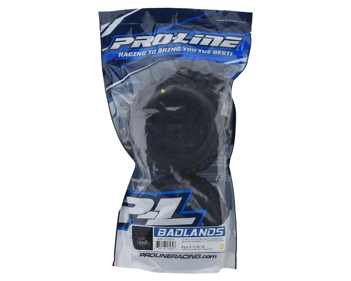 Proline Badlands 3.8in Tyres Mounted on Raid 8x32 17mm MT Wheels, F/R, PR1178-10 - Image 4