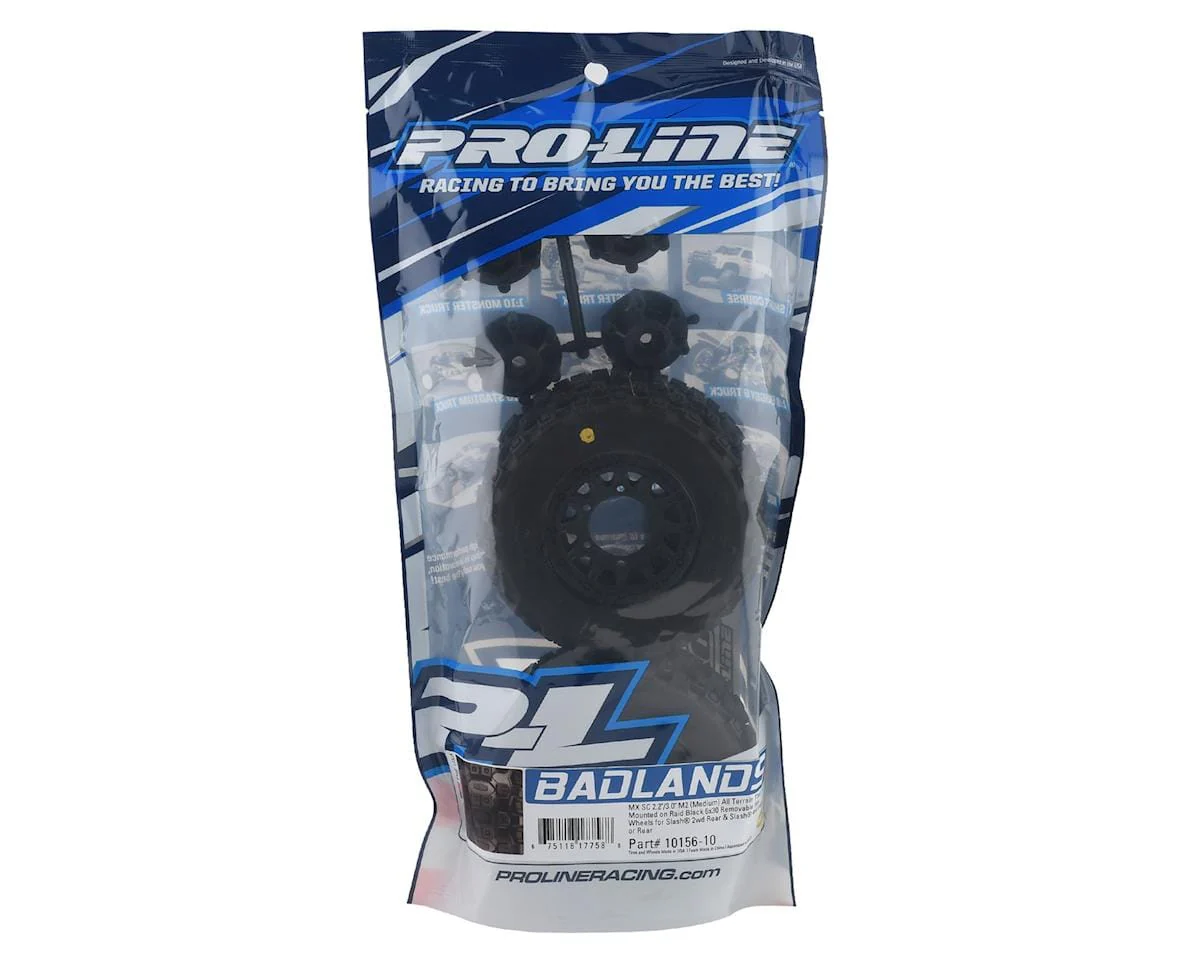 Proline Badlands MX SC M2 Tyres Mounted on Raid Wheels, Slash 2wd/4wd, F/R, PR10156-10 - Image 3