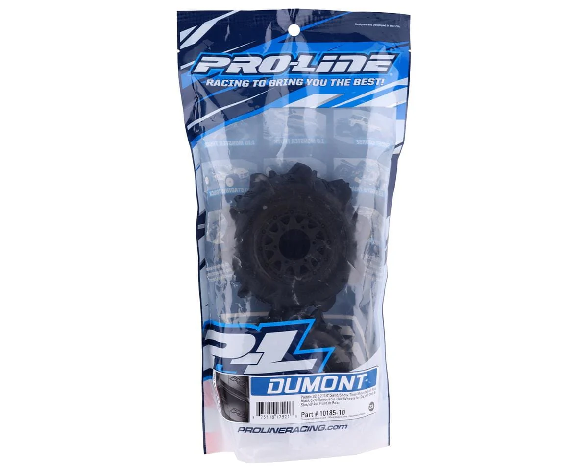Proline Dumont Paddle SC 2.2in/3.0in Tyres Mounted on Raid Black Wheels, F/R, PR10185-10 - Image 5