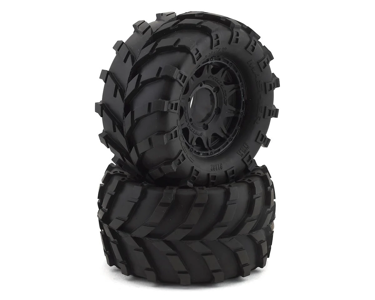 Proline Masher 2.8in Tyres Mounted on Raid Black 6x30 Wheels, F/R, PR1192-10