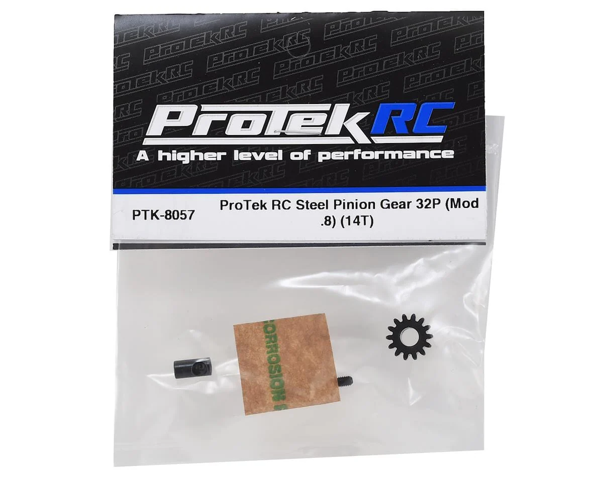 ProTek RC Steel 32P Pinion Gear w/3.17mm Reducer Sleeve (Mod .8) (5mm Bore) (14T) - Image 2