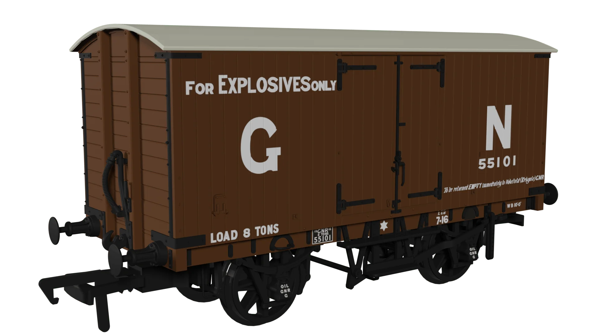 Rapido UK OO Scale GNR 8 Ton Van – GN Explosives Livery No.55101 [930003]