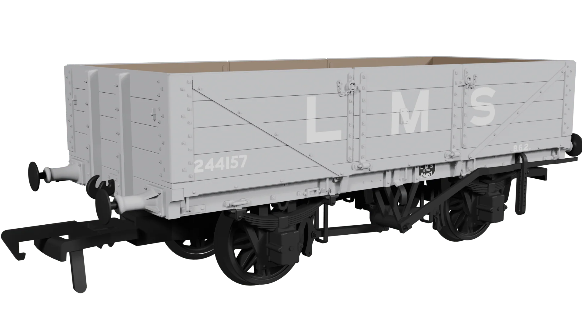 Rapido UK OO Scale LNWR D84 4-Plank Open - No.244157 LMS Grey (pre-1936) [950006]