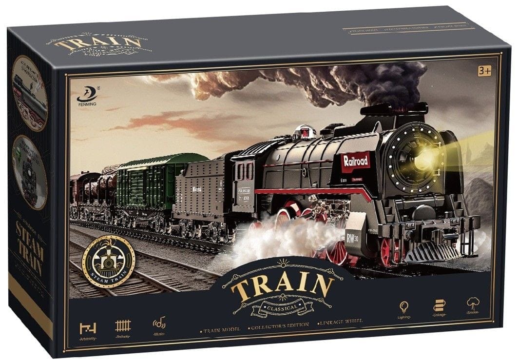 RC Steam Train Set with Lights & Steam Effect - Deluxe Bridge Track