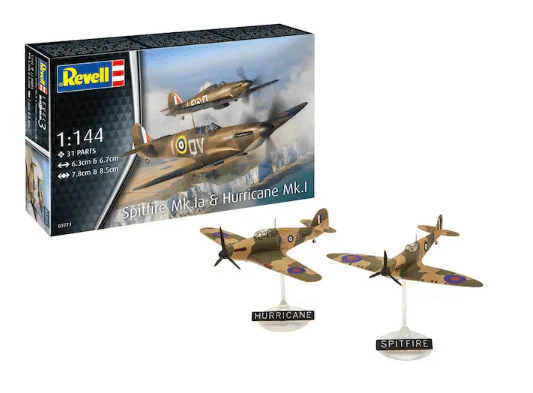 Revell 1/144 Supermarine Spitfire Mk.la & Hawker
Hurricane Mk.I Plastic Model Kit [03771]