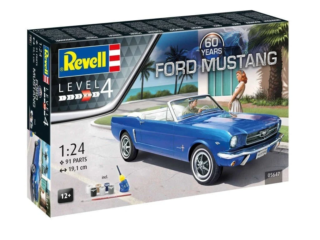 Revell 1/24 60th Anniversary of Ford Mustang Plastic Model Gift Set [05647]