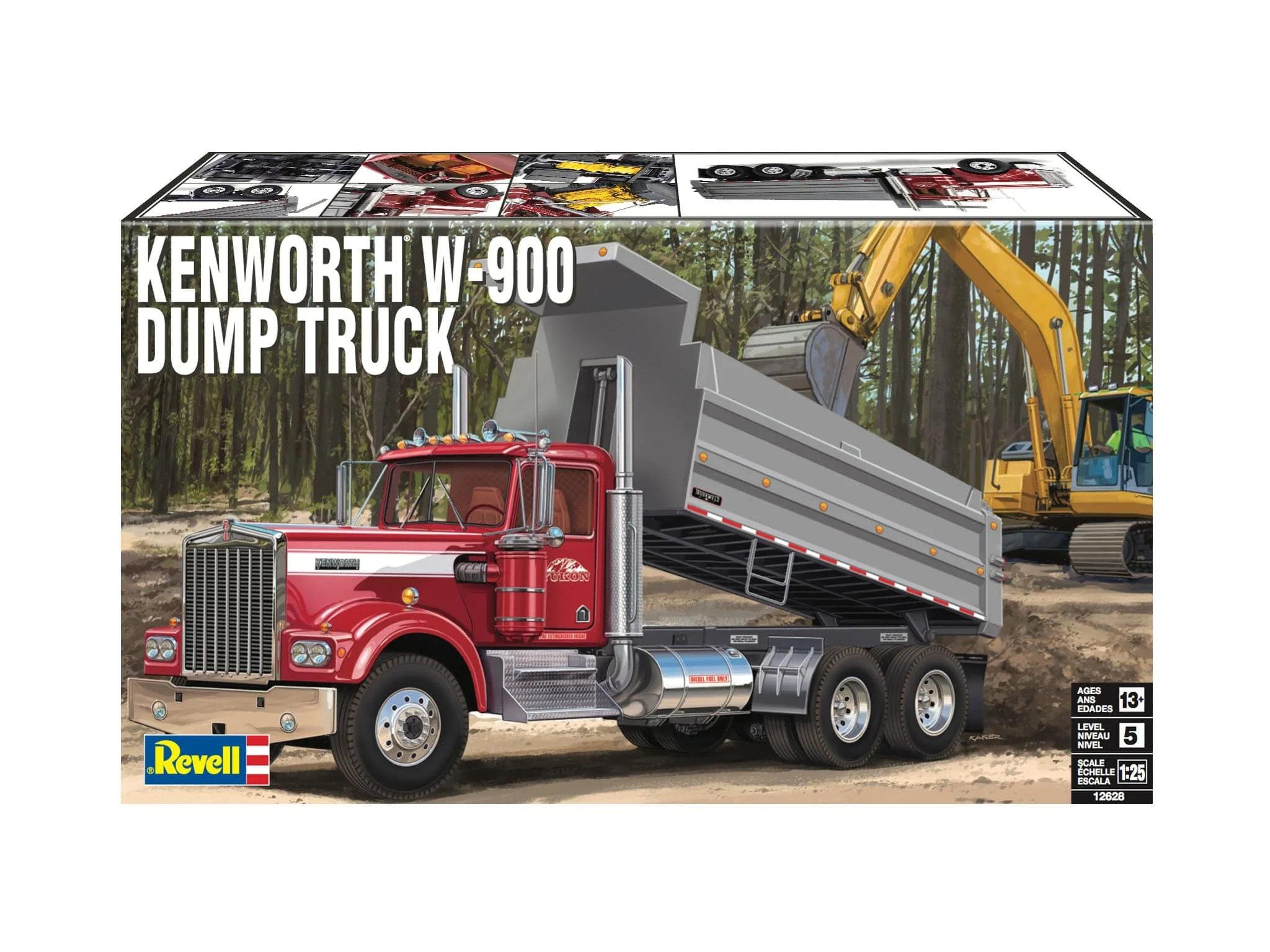 Revell 1/25 Kenworth W-900 Dump Truck Plastic Model Kit [12628]
