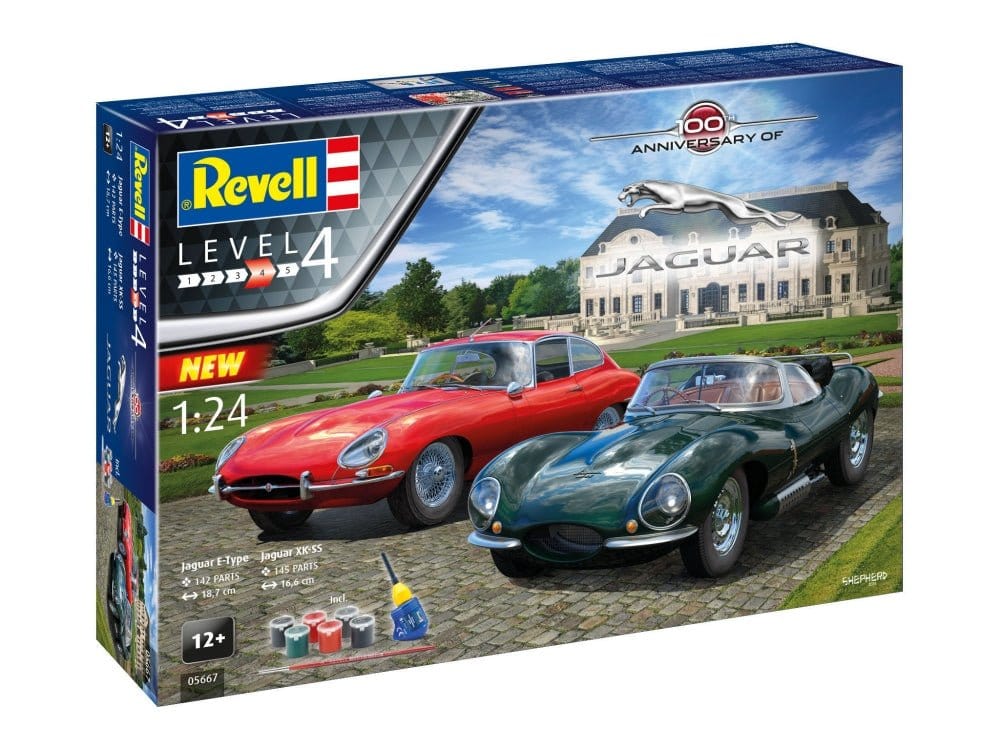 Revell 5667 1/24 100 Years Jaguar Plastic Model Starter Set