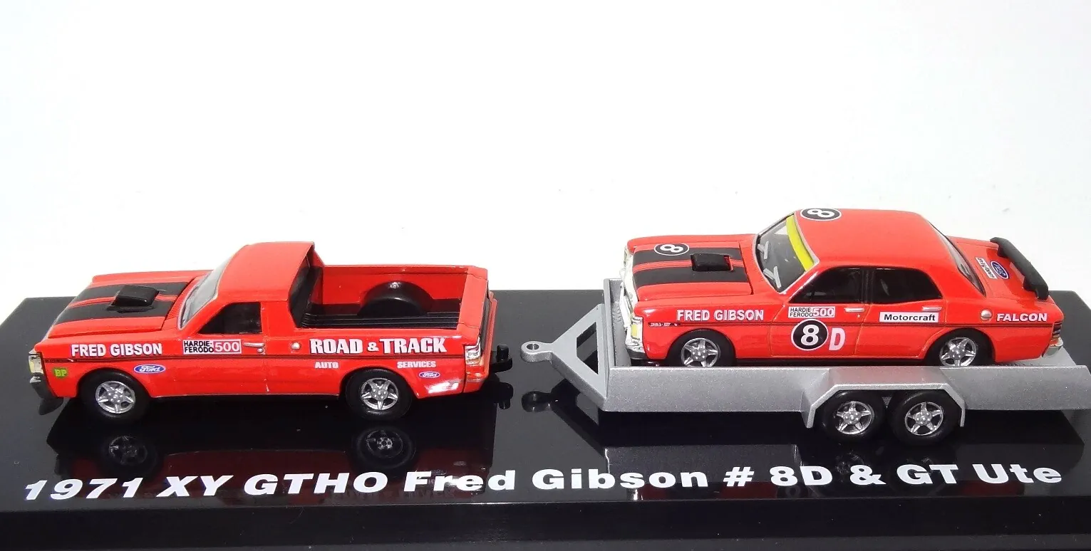 Road Ragers 1/64 1971 Fred Gibsons Falcon GT ute and GTHO III #8D Set