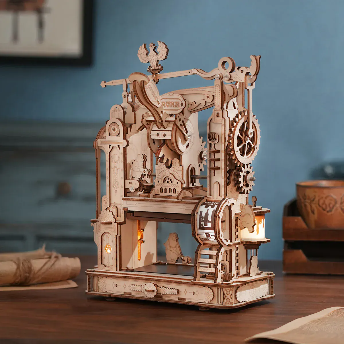 Robotime Mechanical Models Printing Press Kit [LK602] - Image 4
