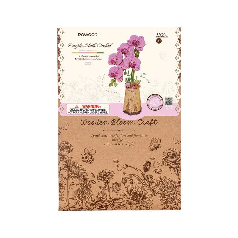 Robotime Wood Bloom Purple Moth Orchid Kit - Image 3