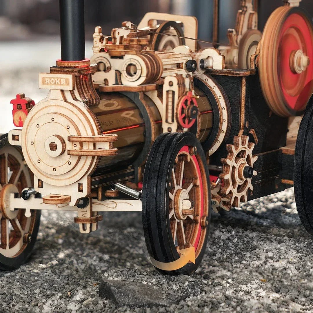 ROKR Steam Engine Mechanical 3D Wooden Kit LKA01 - Image 5