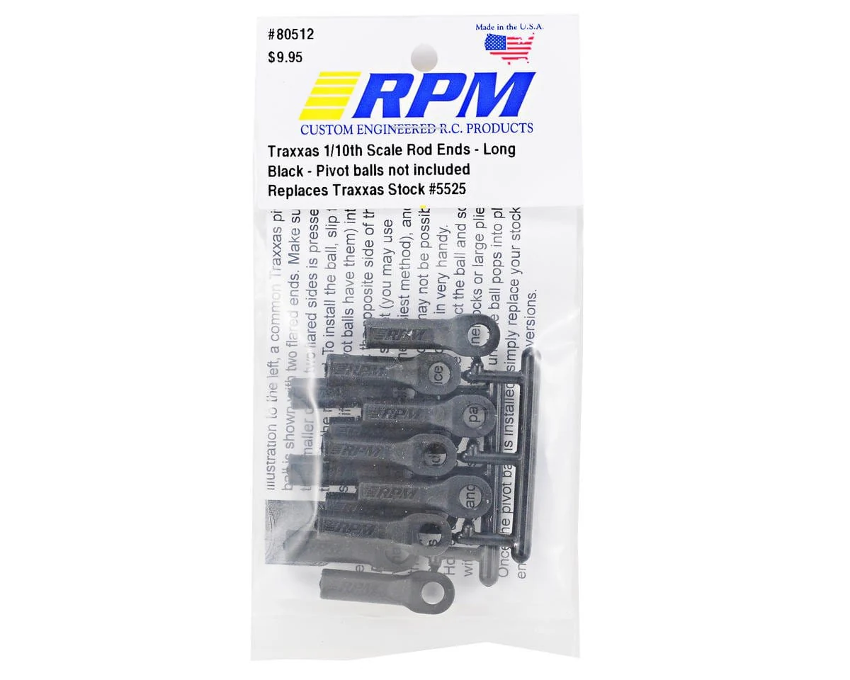 RPM Long Turnbuckle Rod End Set for Traxxas Chassis (Black) (12) - Image 2