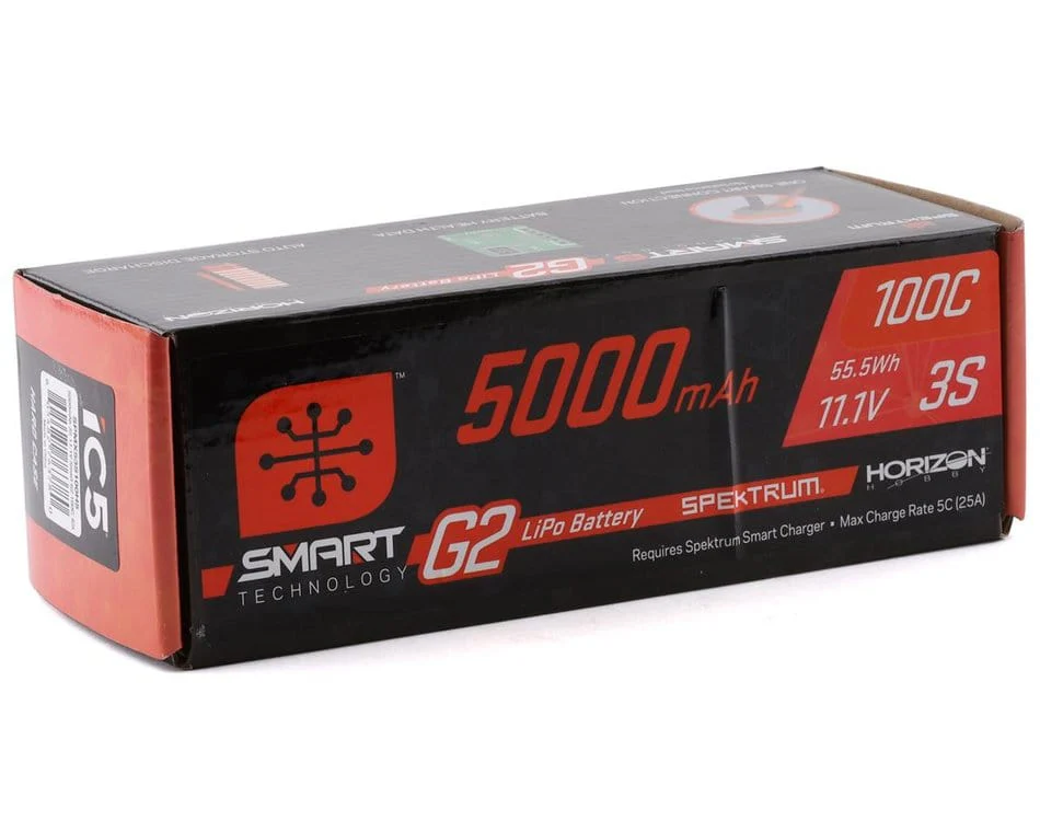 Spektrum 5000mah 3S 11.1v 100C Smart G2 Hard Case LiPo Battery IC5 Connector - Image 3