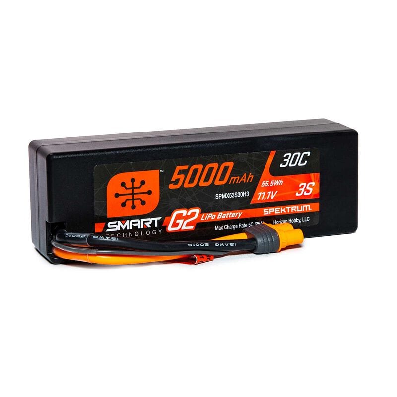 Spektrum 5000mah 3S 11.1V 30C Smart G2 Hard Case Lipo Battery with IC3 Connector