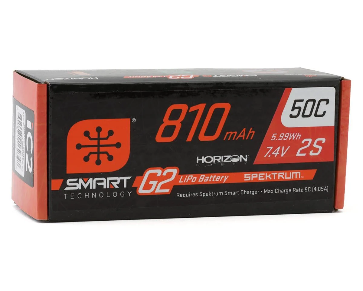 Spektrum 810mAh 2S 7.4V Smart G2 50C LiPo Battery with IC2 Connector [SPMX812SH2] - Image 2
